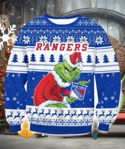 NHL New York Rangers Grinch AOP Ugly Christmas Sweater Christmas Gift For Men And Women