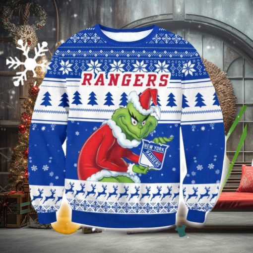 NHL New York Rangers Grinch AOP Ugly Christmas Sweater Christmas Gift For Men And Women