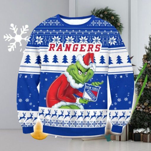 NHL New York Rangers Grinch AOP Ugly Christmas Sweater Christmas Gift For Men And Women