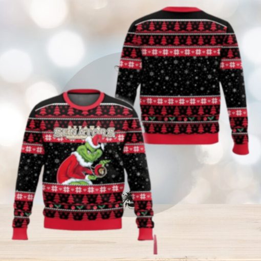 NHL Ottawa Senators Grinch Logo New Christmas Ugly Sweater AOP For Fans