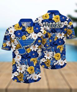 NHL St. Louis Blues Hawaiian Shirt Tropical Begonia Flower Pattern Summer Hawaiian Shirt