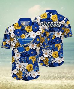 NHL St. Louis Blues Hawaiian Shirt Tropical Begonia Flower Pattern Summer Hawaiian Shirt