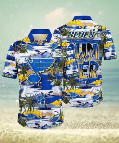 NHL St. Louis Blues Hawaiian Shirt Tropical Desert Island Motif Summer Hawaiian Shirt