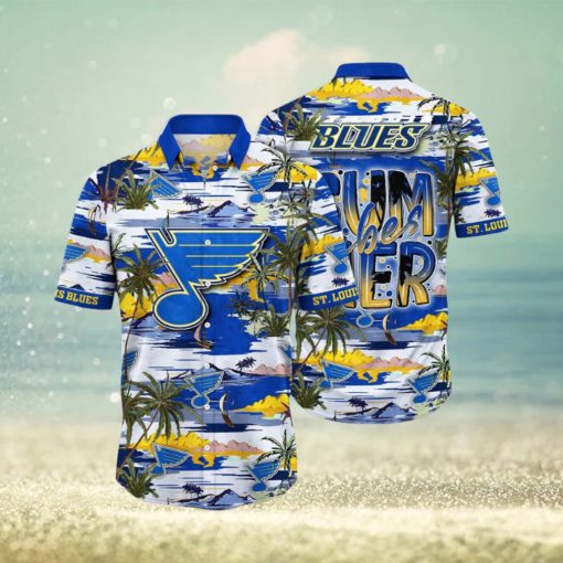 NHL St. Louis Blues Hawaiian Shirt Tropical Desert Island Motif Summer Hawaiian Shirt