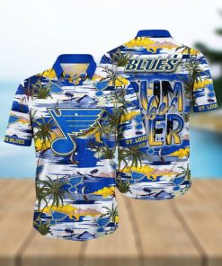 NHL St. Louis Blues Hawaiian Shirt Tropical Desert Island Motif Summer Hawaiian Shirt