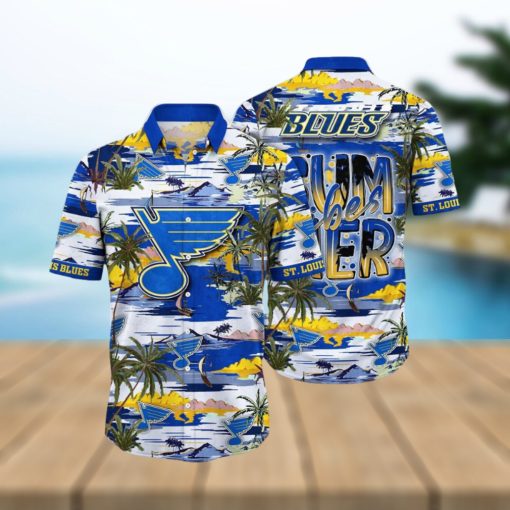 NHL St. Louis Blues Hawaiian Shirt Tropical Desert Island Motif Summer Hawaiian Shirt