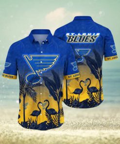 NHL St. Louis Blues Hawaiian Shirt Tropical Flamingo Pattern Summer Hawaiian Shirt