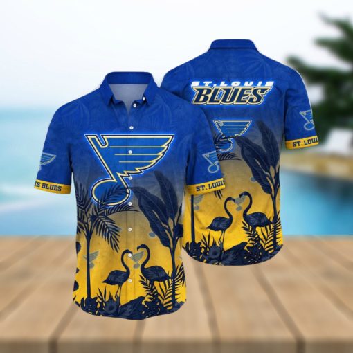 NHL St. Louis Blues Hawaiian Shirt Tropical Flamingo Pattern Summer Hawaiian Shirt