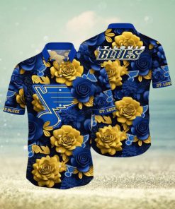 NHL St. Louis Blues Hawaiian Shirt Tropical Rose Pattern Summer Hawaiian Shirt