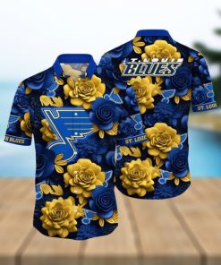 NHL St. Louis Blues Hawaiian Shirt Tropical Rose Pattern Summer Hawaiian Shirt