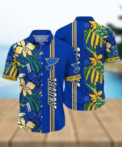 NHL St. Louis Blues Hawaiian Shirt Tropical Tropical Forest Floral Pattern Summer Hawaiian Shirt