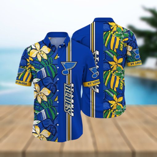 NHL St. Louis Blues Hawaiian Shirt Tropical Tropical Forest Floral Pattern Summer Hawaiian Shirt