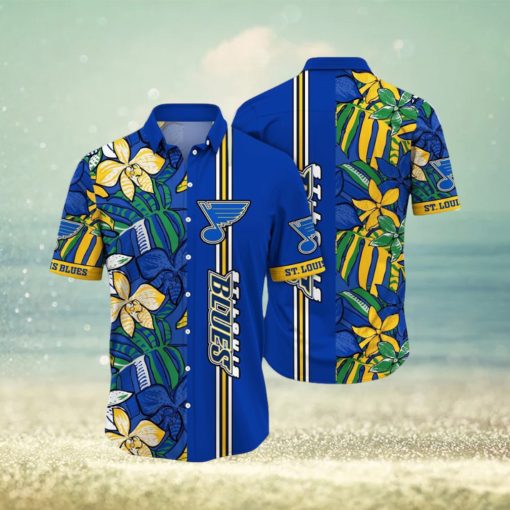 NHL St. Louis Blues Hawaiian Shirt Tropical Tropical Forest Floral Pattern Summer Hawaiian Shirt