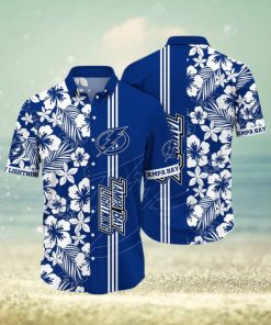 NHL Tampa Bay Lightning Hawaiian Shirt Tropical Apricot Blossom Pattern Summer Hawaiian Shirt