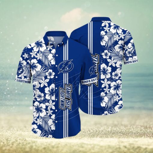 NHL Tampa Bay Lightning Hawaiian Shirt Tropical Apricot Blossom Pattern Summer Hawaiian Shirt