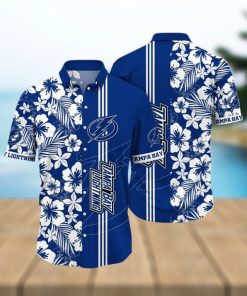 NHL Tampa Bay Lightning Hawaiian Shirt Tropical Apricot Blossom Pattern Summer Hawaiian Shirt