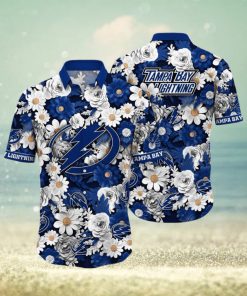 NHL Tampa Bay Lightning Hawaiian Shirt Tropical Begonia Flower Pattern Summer Hawaiian Shirt