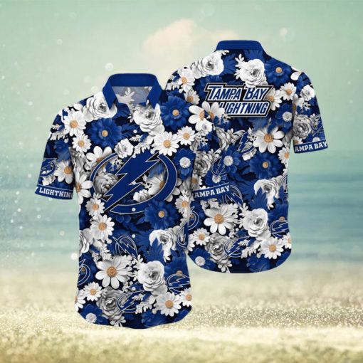 NHL Tampa Bay Lightning Hawaiian Shirt Tropical Begonia Flower Pattern Summer Hawaiian Shirt