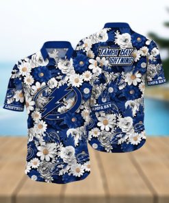 NHL Tampa Bay Lightning Hawaiian Shirt Tropical Begonia Flower Pattern Summer Hawaiian Shirt