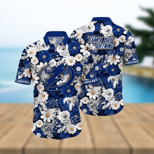 NHL Tampa Bay Lightning Hawaiian Shirt Tropical Begonia Flower Pattern Summer Hawaiian Shirt