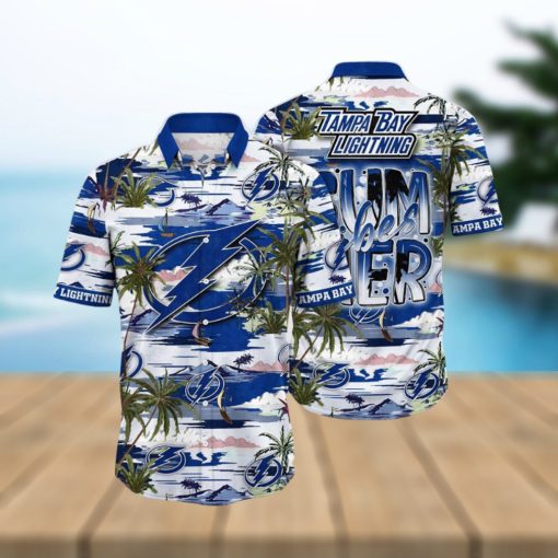 NHL Tampa Bay Lightning Hawaiian Shirt Tropical Desert Island Motif Summer Hawaiian Shirt