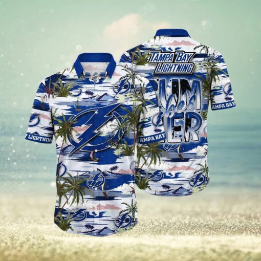 NHL Tampa Bay Lightning Hawaiian Shirt Tropical Desert Island Motif Summer Hawaiian Shirt