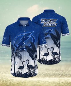 NHL Tampa Bay Lightning Hawaiian Shirt Tropical Flamingo Pattern Summer Hawaiian Shirt