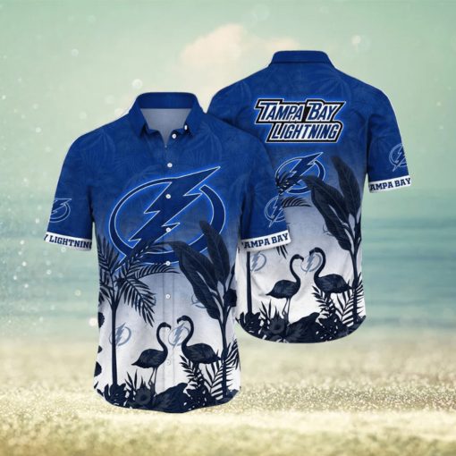 NHL Tampa Bay Lightning Hawaiian Shirt Tropical Flamingo Pattern Summer Hawaiian Shirt