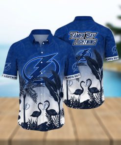 NHL Tampa Bay Lightning Hawaiian Shirt Tropical Flamingo Pattern Summer Hawaiian Shirt