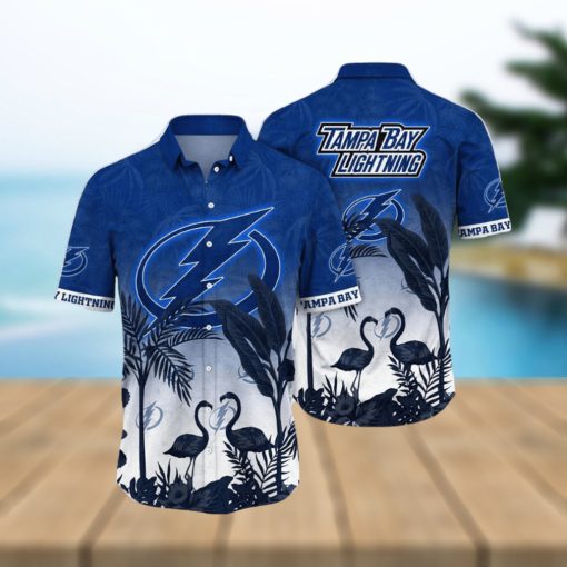 NHL Tampa Bay Lightning Hawaiian Shirt Tropical Flamingo Pattern Summer Hawaiian Shirt