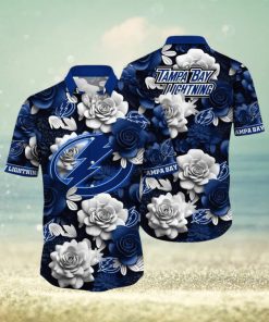 NHL Tampa Bay Lightning Hawaiian Shirt Tropical Rose Pattern Summer Hawaiian Shirt