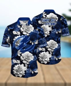 NHL Tampa Bay Lightning Hawaiian Shirt Tropical Rose Pattern Summer Hawaiian Shirt