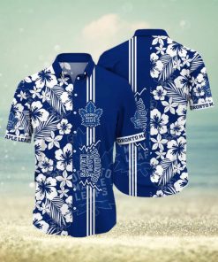 NHL Toronto Maple Leafs Hawaiian Shirt Tropical Apricot Blossom Pattern Summer Hawaiian Shirt