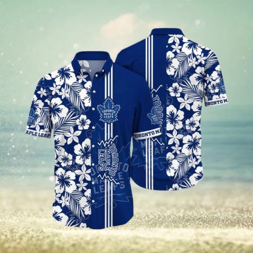 NHL Toronto Maple Leafs Hawaiian Shirt Tropical Apricot Blossom Pattern Summer Hawaiian Shirt