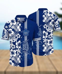 NHL Toronto Maple Leafs Hawaiian Shirt Tropical Apricot Blossom Pattern Summer Hawaiian Shirt