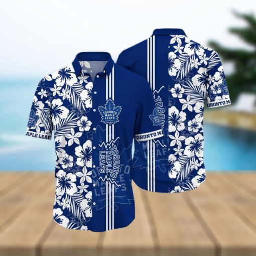 NHL Toronto Maple Leafs Hawaiian Shirt Tropical Apricot Blossom Pattern Summer Hawaiian Shirt