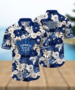 NHL Toronto Maple Leafs Hawaiian Shirt Tropical Begonia Flower Pattern Summer Hawaiian Shirt