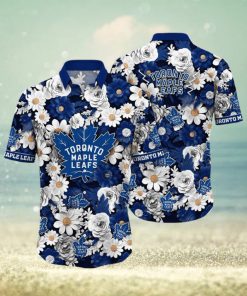 NHL Toronto Maple Leafs Hawaiian Shirt Tropical Begonia Flower Pattern Summer Hawaiian Shirt