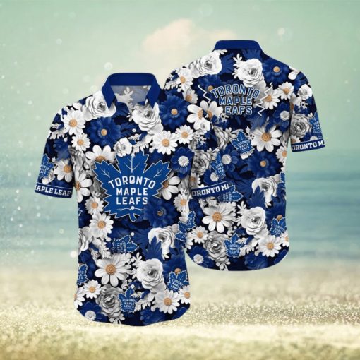 NHL Toronto Maple Leafs Hawaiian Shirt Tropical Begonia Flower Pattern Summer Hawaiian Shirt