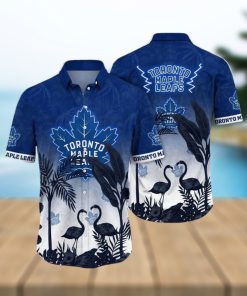 NHL Toronto Maple Leafs Hawaiian Shirt Tropical Flamingo Pattern Summer Hawaiian Shirt