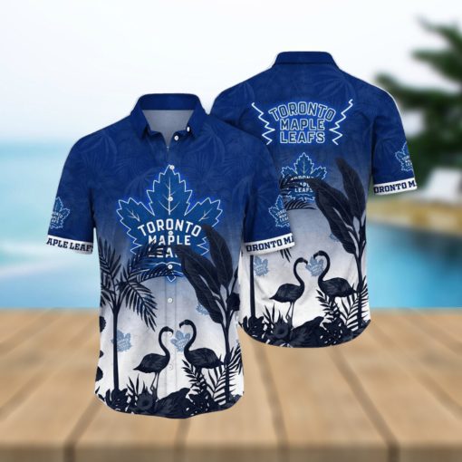 NHL Toronto Maple Leafs Hawaiian Shirt Tropical Flamingo Pattern Summer Hawaiian Shirt