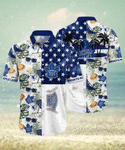 NHL Toronto Maple Leafs Hawaiian Shirt Tropical Hat And Glasses Pattern Summer Hawaiian Shirt