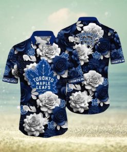 NHL Toronto Maple Leafs Hawaiian Shirt Tropical Rose Pattern Summer Hawaiian Shirt