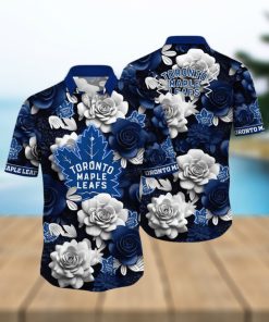 NHL Toronto Maple Leafs Hawaiian Shirt Tropical Rose Pattern Summer Hawaiian Shirt