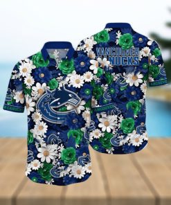 NHL Vancouver Canucks Hawaiian Shirt Tropical Begonia Flower Pattern Summer Hawaiian Shirt