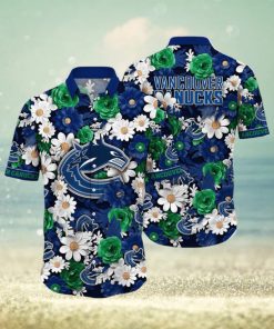 NHL Vancouver Canucks Hawaiian Shirt Tropical Begonia Flower Pattern Summer Hawaiian Shirt