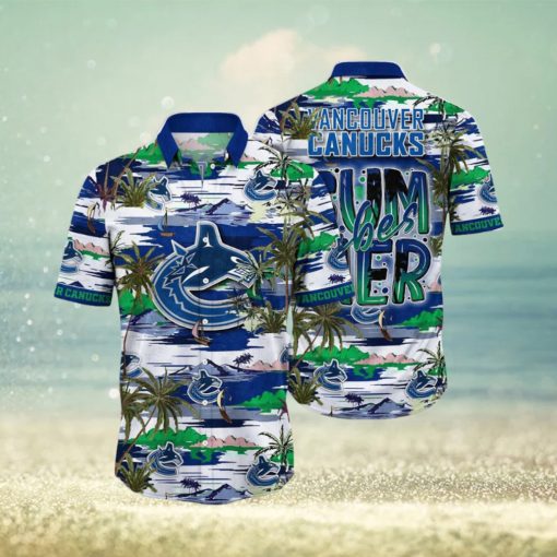 NHL Vancouver Canucks Hawaiian Shirt Tropical Desert Island Motif Summer Hawaiian Shirt