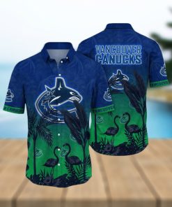 NHL Vancouver Canucks Hawaiian Shirt Tropical Flamingo Pattern Summer Hawaiian Shirt