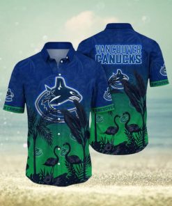 NHL Vancouver Canucks Hawaiian Shirt Tropical Flamingo Pattern Summer Hawaiian Shirt