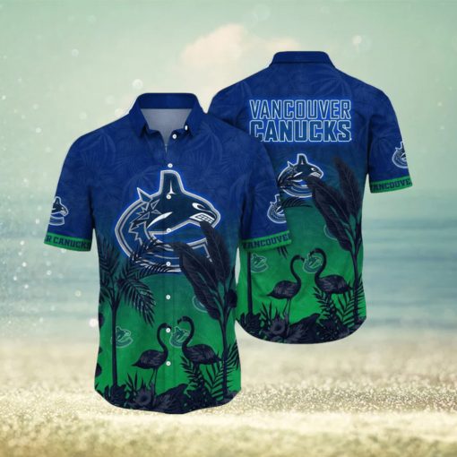 NHL Vancouver Canucks Hawaiian Shirt Tropical Flamingo Pattern Summer Hawaiian Shirt